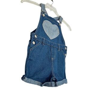 Denim Blue Overalls with Heart Accent